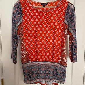 Women Lucky Brand Handkerchief Pattern Shirt Sz S